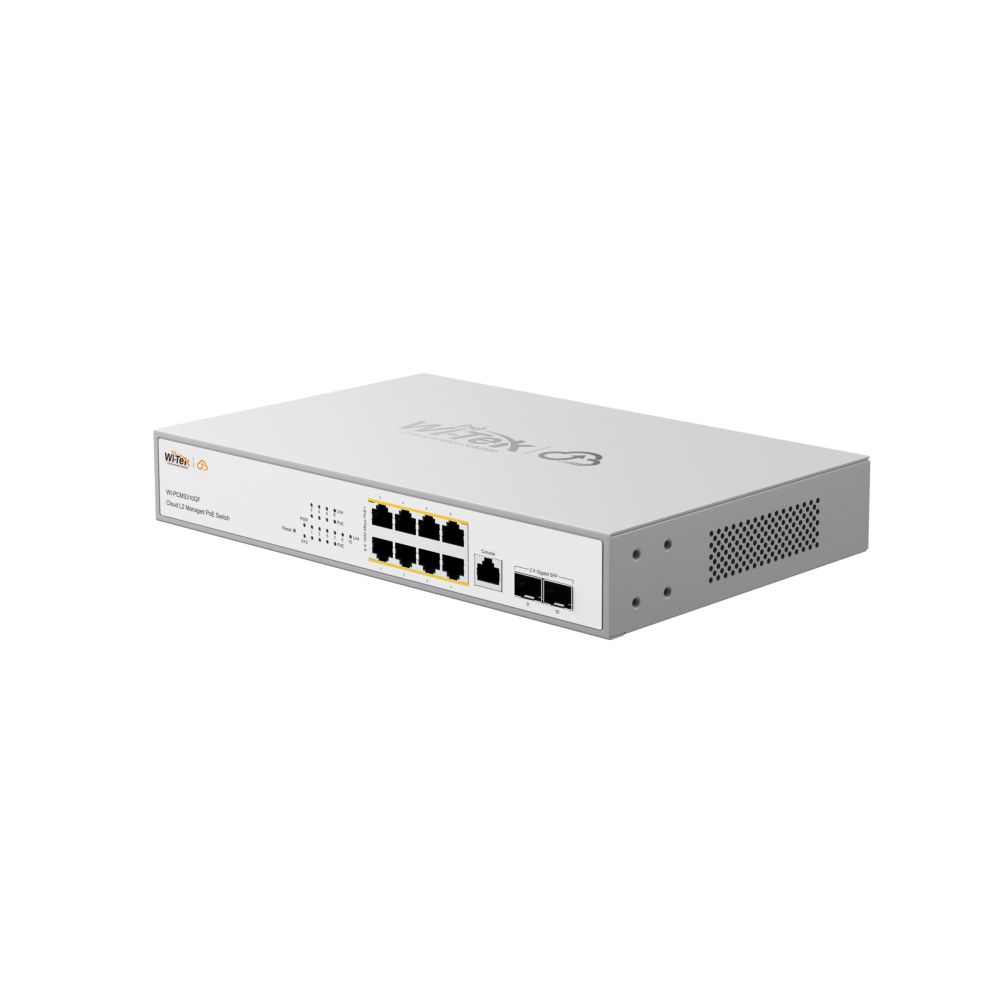 PoE-комутатор 10-портовий керований L2+ Wi-Tek WI-PCMS310GF V2 гігабітний, 8x1000Mbps PoE+, 2x1000M SFP, 140W, Cloud L2+, ONVIF купити в Україні