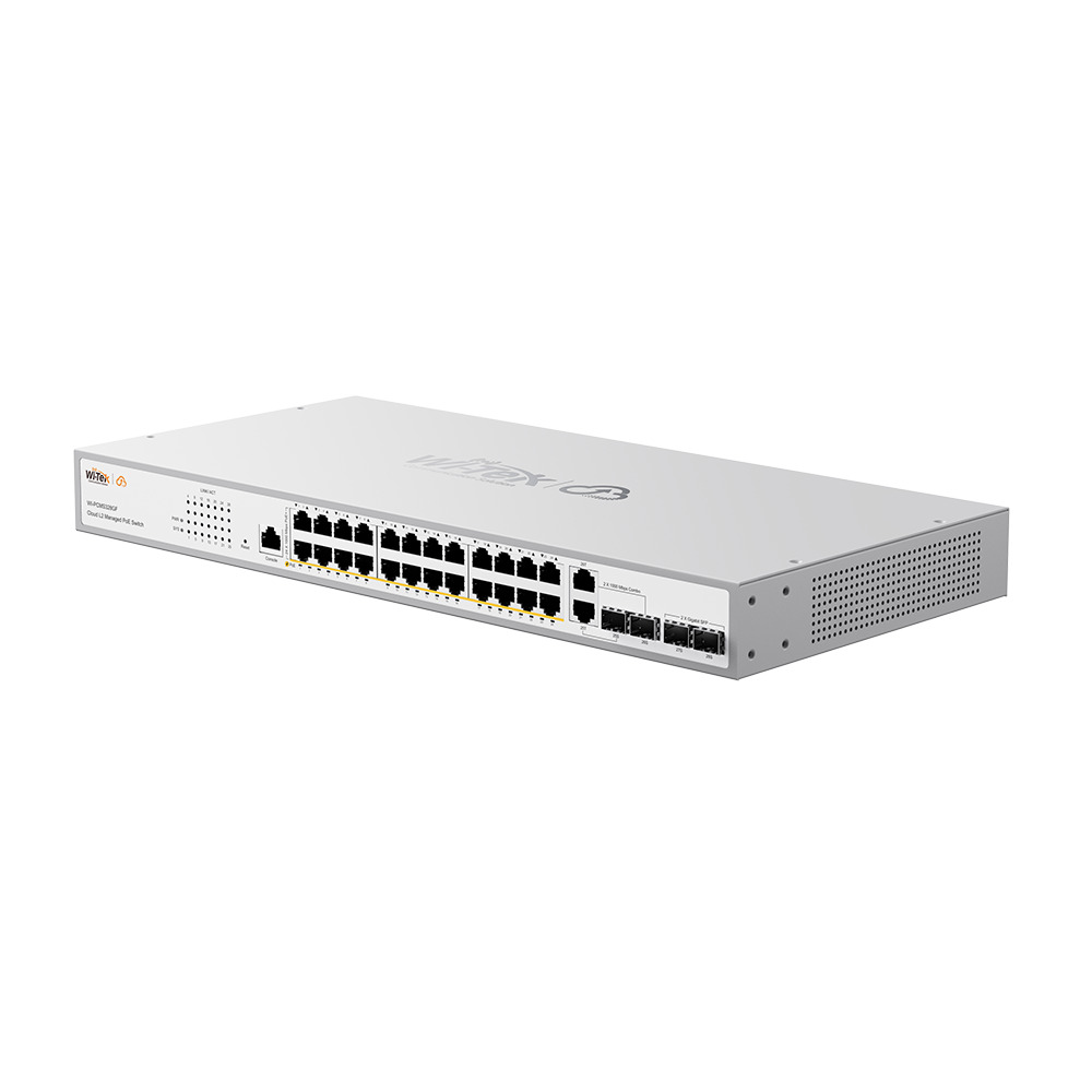 PoE-комутатор 28-портовий керований L2+ Wi-Tek WI-PCMS328GF V2 гігабітний, 24x1000Mbps PoE+, 2x1000M SFP combo, 2x1000M SFP, 370W, Cloud L2+, ONVIF купити в Україні