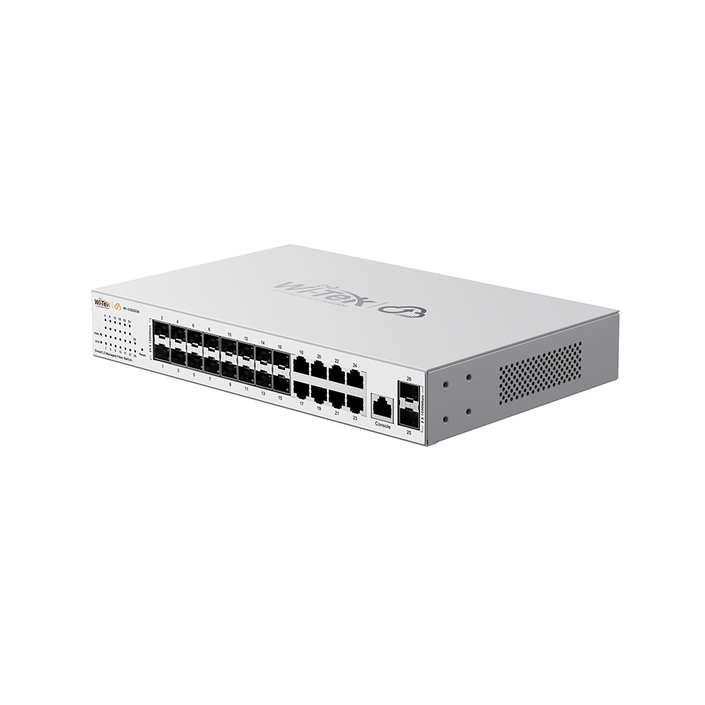 Комутатор 26-портовий керований L2+ Wi-Tek WI-CGS5026 V2 гігабітний, 8x1000Mbps PoE+, 18x1000M SFP, Cloud L2+, ONVIF купити в Україні