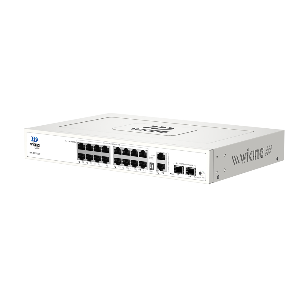 PoE-комутатор 20-портовий некерований Wiking WK-PS320GF гігабітний, 16x1000Mbps PoE, 2x1000Mbps Uplink, 2x1000Mbps SFP, 185W купити в Україні