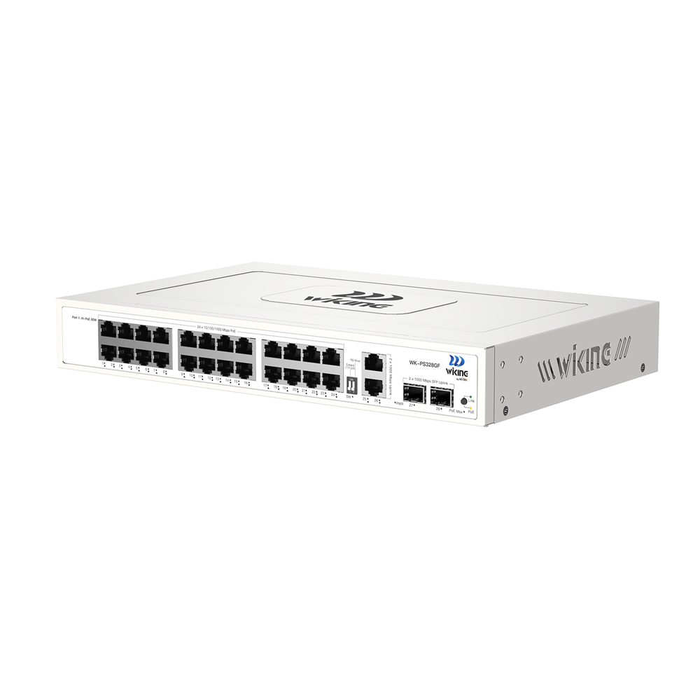 PoE-комутатор 28-портовий некерований Wiking WK-PS328GF гігабітний, 24x1000Mbps PoE, 2x1000Mbps Uplink, 2x1000Mbps SFP, 285W купити в Україні