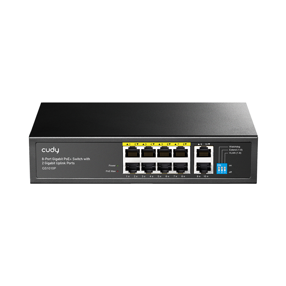 PoE-коммутатор 10-портовый неуправляемый Cudy GS1010P 8 портов PoE+ гигабитный 120W купить в Украине